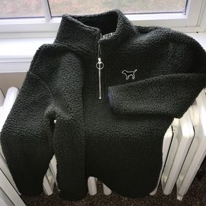 Olive 1/4 Zip Boyfriend Sherpa PINK VS